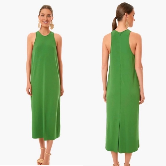 Tibi Dresses & Skirts - Tibi || Serpentine Tank Dress Crew Neck Crepe Leaf Green 2